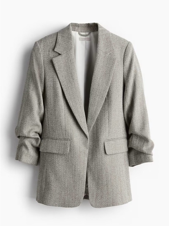 H&M Jackets & Blazers - H&M Gray Bouclé Blazer with Notch Lapel